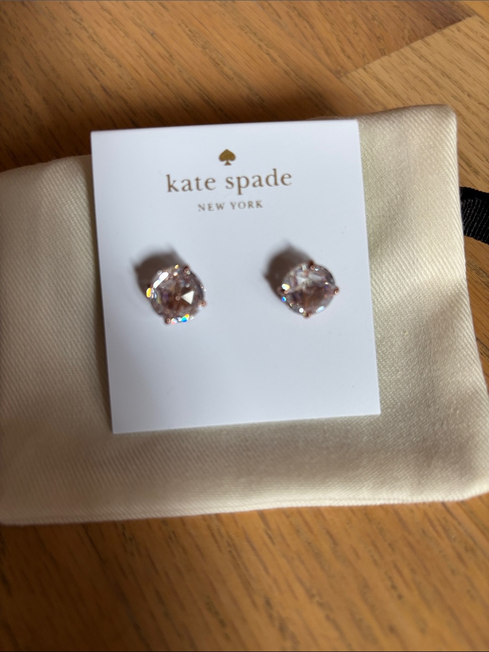 kate spade crystal stud earrings set in rose gold